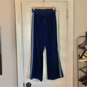 Vintage Y2K Xhilaration Blue Velour Flare Sweatpants with Lace-Up Front